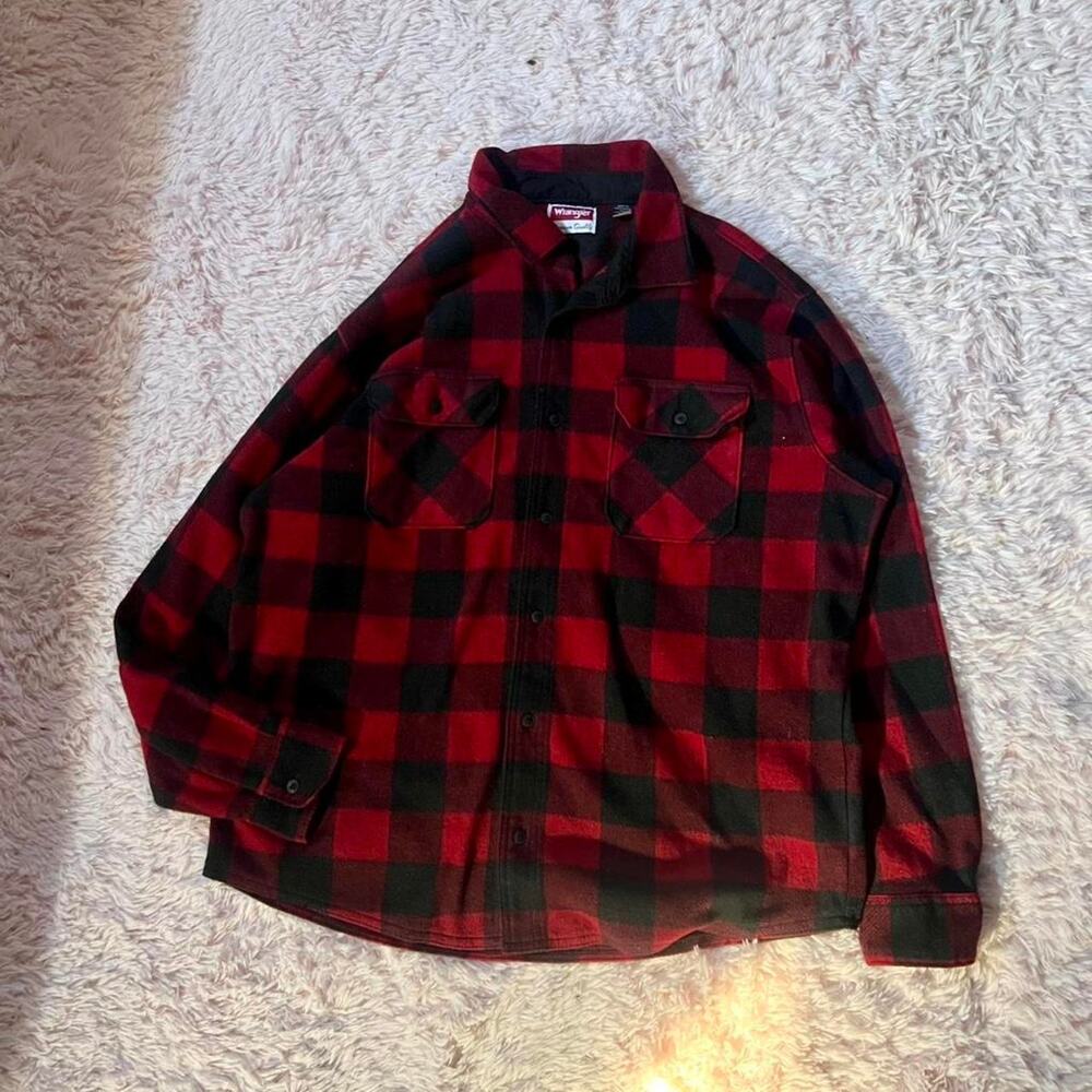 Wrangler Fleece Plaid Western Utility‎ Rustic Country Flannel Chore Indie Jacket